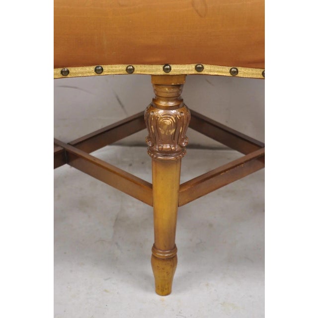 Brown Antique Joerns Bros French Provincial Kidney Bean 6 Leg Vanity Bench Stool For Sale - Image 8 of 10