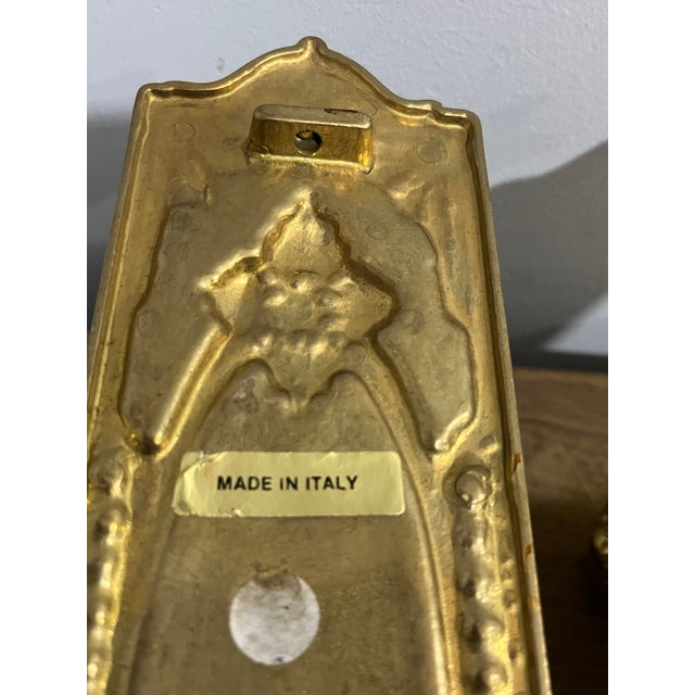 Vintage Pair of Italian Solid Brass Cherub Wall Sconce For Sale - Image 9 of 9