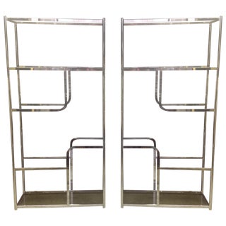 Chrome And Smoked Glass Etagere - Pair For Sale