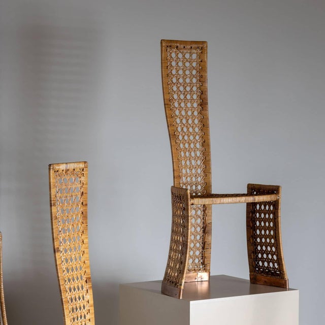 Set of Six Rattan Side Chairs, attr. to Danny Ho Fong for Tropi-Cal, Italy 1970s For Sale - Image 9 of 18