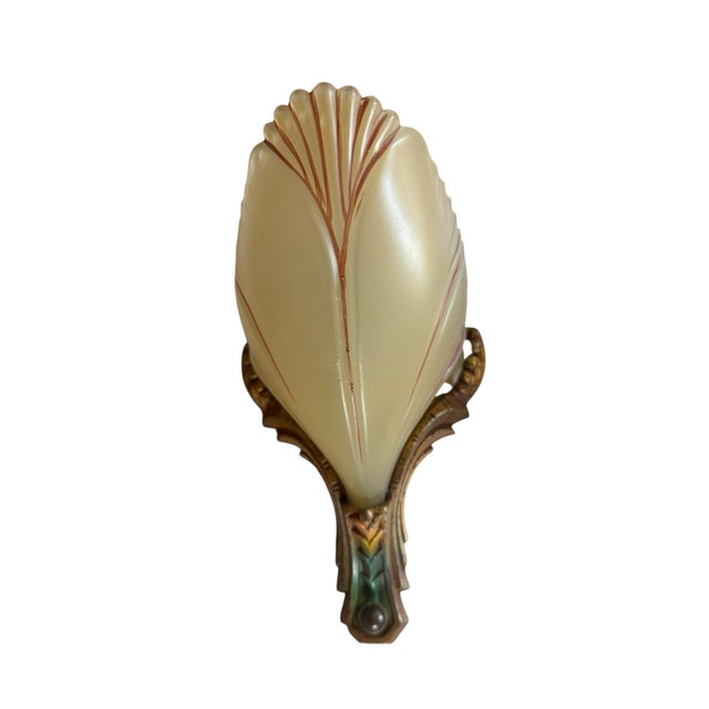 1930s Art Deco Wall Sconces With Batwing Slip Shades - a Pair For Sale In Los Angeles - Image 6 of 10