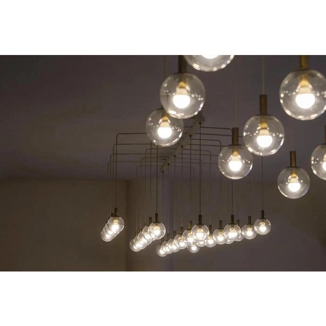 Mid-Century Modern Chandeliers in Metal and Patinated Brass, 1950s, Set of 2 For Sale - Image 4 of 15