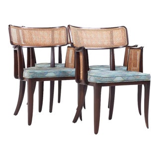 Edward Wormley for Dunbar Mid Century Cane Back Dining Chairs - Set of 4 For Sale