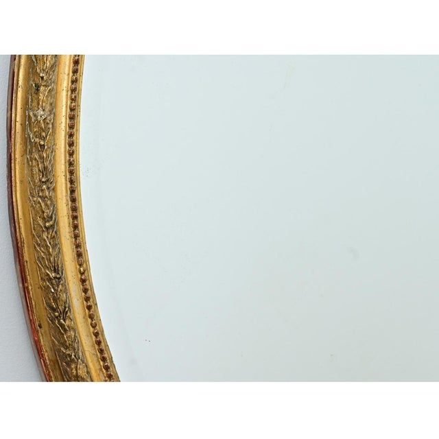 Gold French 19th Century Louis XVI Style Giltwood Oval Mirror For Sale - Image 8 of 12
