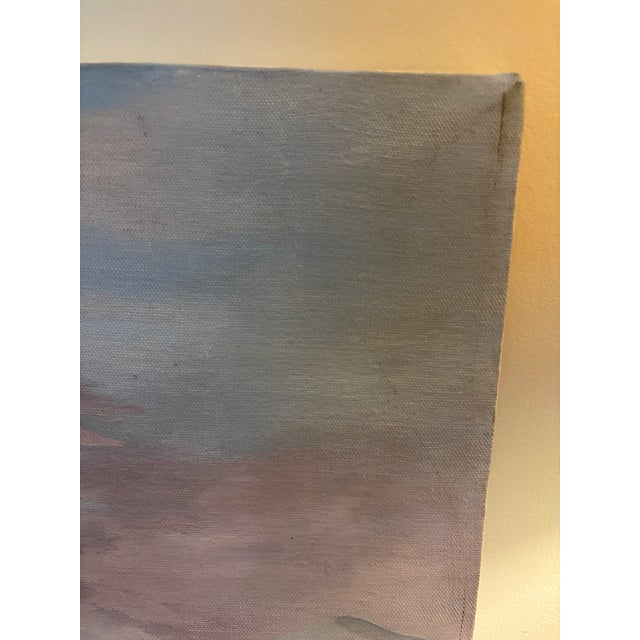 1980s Original Landscape Painting in Pastel Tones, Signed and Dated For Sale - Image 10 of 11