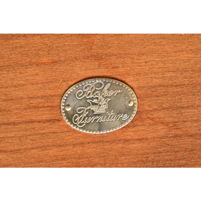 Baker Furniture Neoclassical Cherry Wood and Parcel Ebonized Pedestal Extension Dining Table, Newly Refinished For Sale - Image 11 of 12