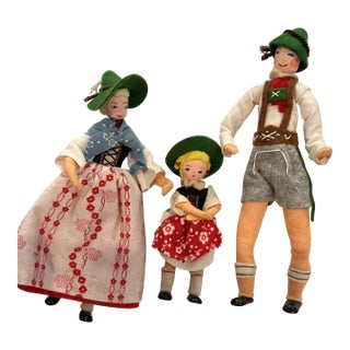 1940's Baps Dolls Bavarian Family Figures in Traditional Dress For Sale