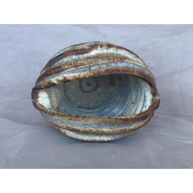 Modern Studio Art Pleated Pottery Vase For Sale - Image 9 of 13