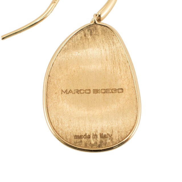 Metal Marco Blcego Lunaria 18k Yellow Gold Petal Brushed Drop Dangle Earrings, A Pair For Sale - Image 7 of 8