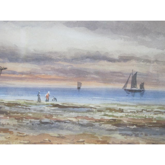 Wj Baber Framed Seascape Ocean Nautical Sailboat Ship Watercolor Painting For Sale - Image 4 of 7