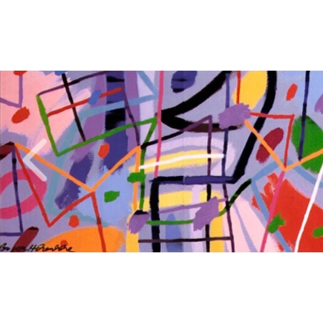 Metal 1980s Post Modern Abstract Geometric Graffiti Bo Von Hohenlohe Art Framed Offset Lithograph Poster Signed For Sale - Image 7 of 11