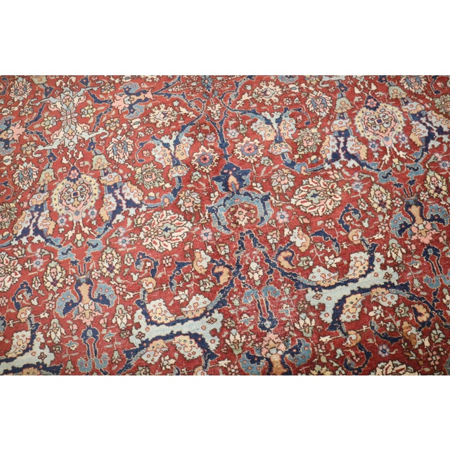 Persian Antique Zabihi Collection Red Persian Tabriz Rug For Sale - Image 3 of 9