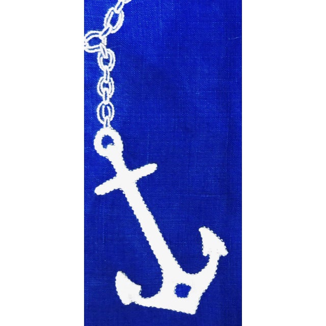 Mid-Century Modern Vintage Nautical / Coastal / Beach Motif Navy Blue Anchor Cocktail Napkins, Set of 8 For Sale - Image 3 of 4