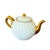 Elegant vintage porcelain teapot by Haviland Limoges, France. The teapot features a swirled ribbed body in glossy white...