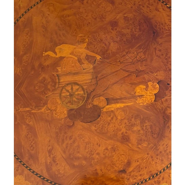 1980s Italian Marquetry Burlwood Center Table With Custom Glass Top For Sale - Image 5 of 17