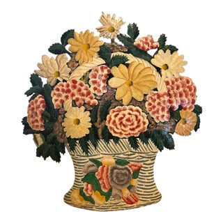 Antique Tole Floral Fire Screen For Sale