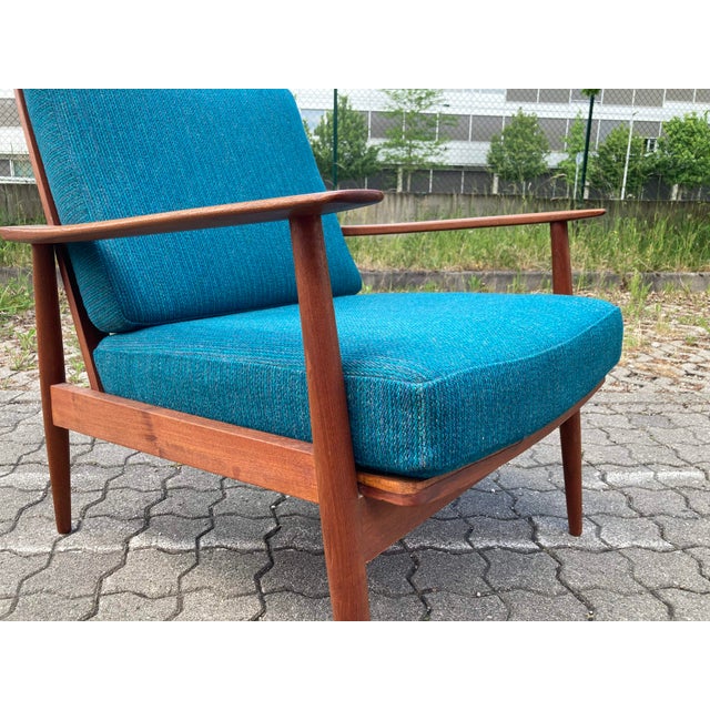 Mid-Century Petrol and Teak Easy Chair from Wilhelm Knoll Antimott, 1965 For Sale - Image 12 of 18