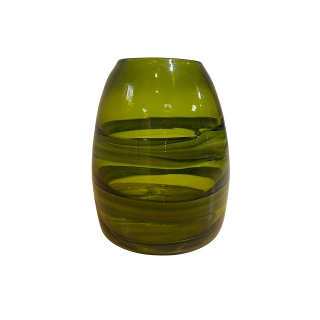 Luciano Gaspari Vintage Mid Century Green Swirl Art Glass "Sasso" Vase Attributed to Luciano Gaspari Salviati For Sale - Image 4 of 9