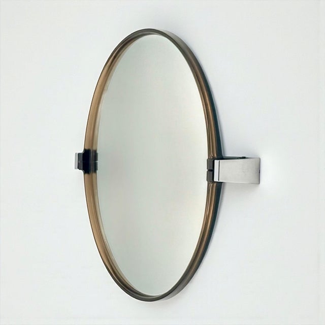 Round Space Age Pivot Mirror in Smoked Acrylic from Allibert, France, 1970s For Sale - Image 11 of 11