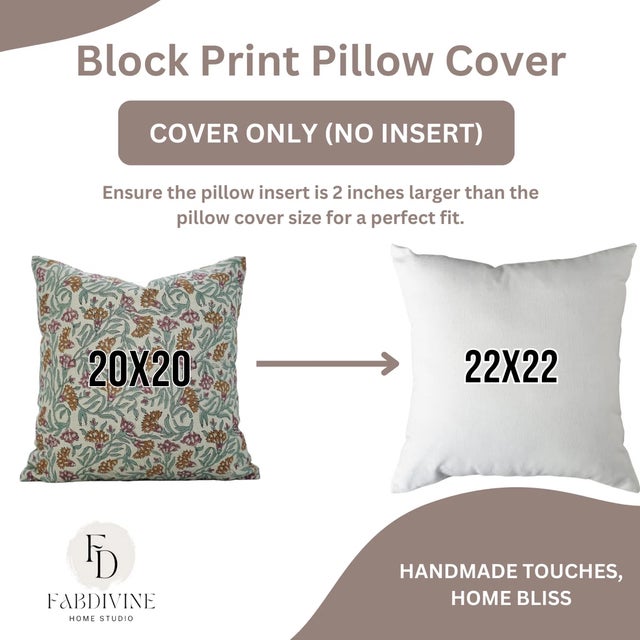 Not Yet Made - Made To Order Fabdivine Handcrafted Block Print Cushion Cover 14x36 Inch Pure Linen-Thorny Stems For Sale - Image 5 of 5