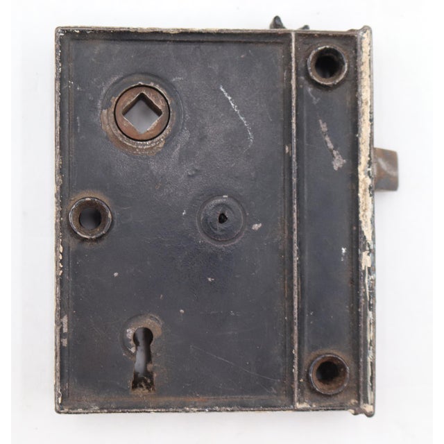 Early 20th Century Antique Right Swing Cast Iron Door Rim Lock For Sale - Image 5 of 8