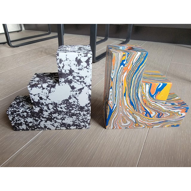 Tom Dixon Swirl Stepped Bookend/Candleholder Set of 2 For Sale In New York - Image 6 of 12