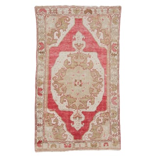 Washed Out Vintage Turkish Rug- 4′2″ × 6′11″ For Sale