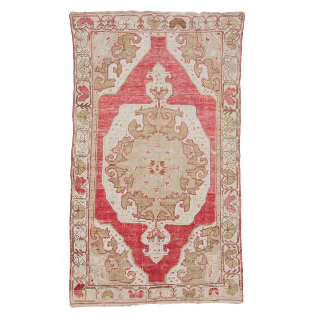 Washed Out Vintage Turkish Rug- 4′2″ × 6′11″ For Sale