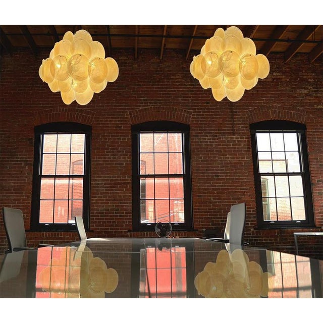 Glass Italian Murano Glass Disc Chandeliers, 1990, Set of 2 For Sale - Image 7 of 18