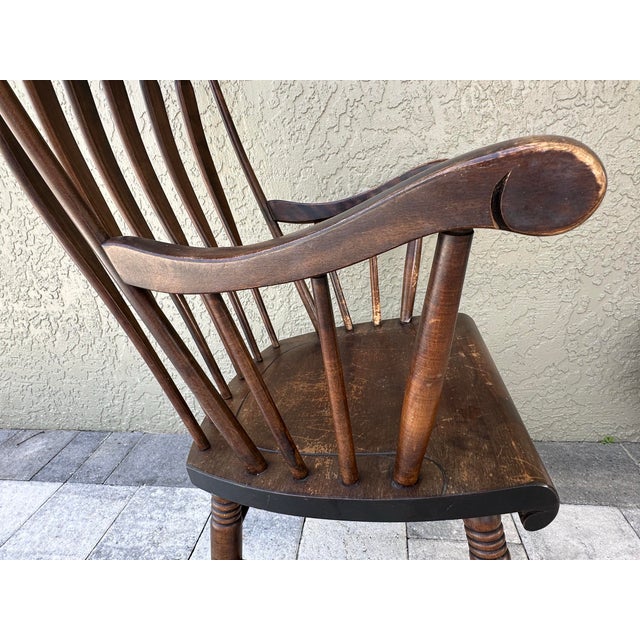 Antique Early 20th Century Bent & Bros. Colonial Maple Rocking Chair For Sale - Image 9 of 12