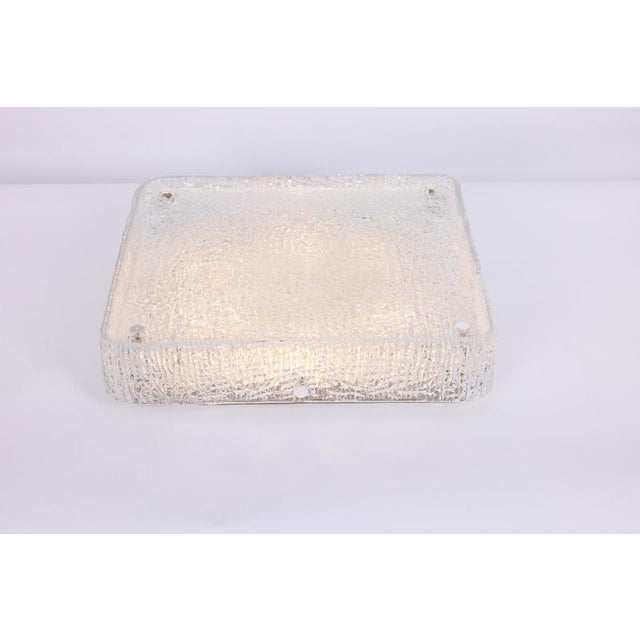 Large Square Murano Ice Glass Flush Mount from Kaiser Leuchten, 1970s For Sale - Image 6 of 11
