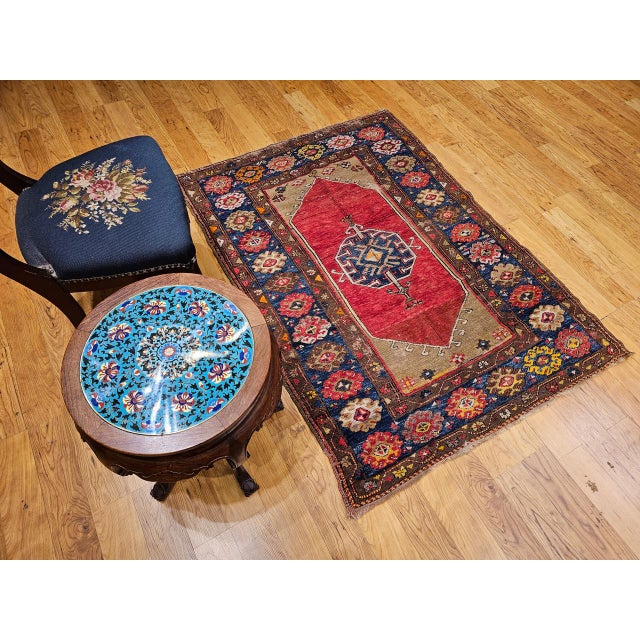 19th Century Handwoven Anatolian Village Area Rug, Wool, Vegetable Dyed, 4' x 5' For Sale - Image 15 of 18