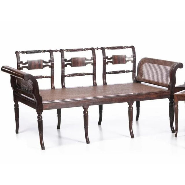 Hollywood Regency 19th Century Regency Sofa and Chairs in Rosewood Wood, Set of 6 For Sale - Image 3 of 6