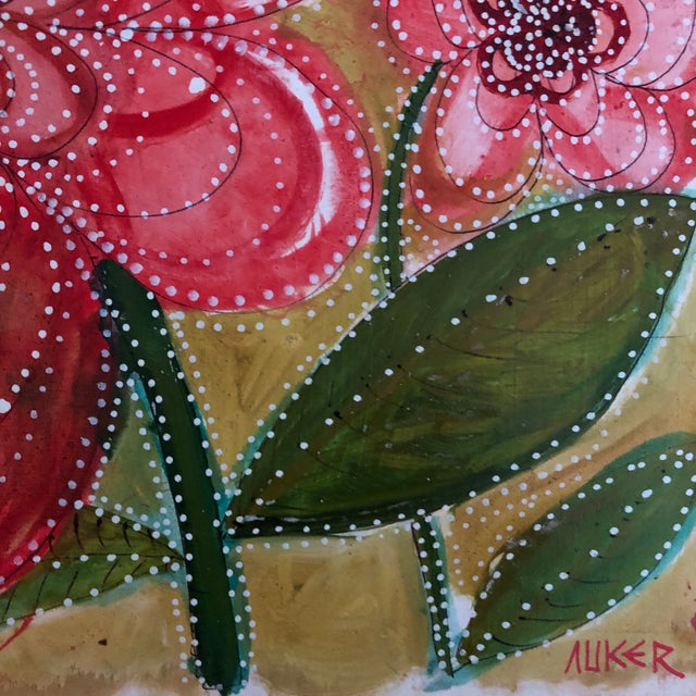 Contemporary Contemporary Original Painting, Oil on Paper by Cassandra Auker, “Flower Burst With Red and White” For Sale - Image 3 of 6