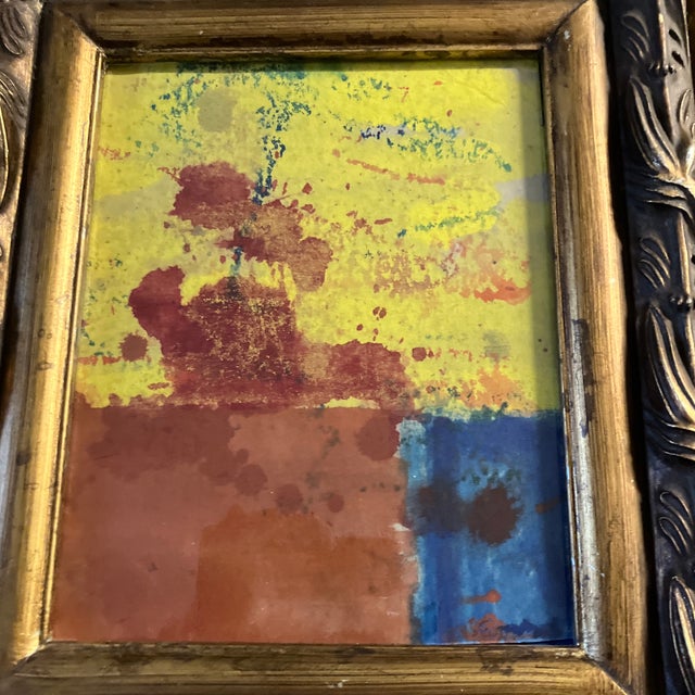 Original 8 x 10 painting on paper unsigned Overall size with vintage frame is 15.5 x 17.5