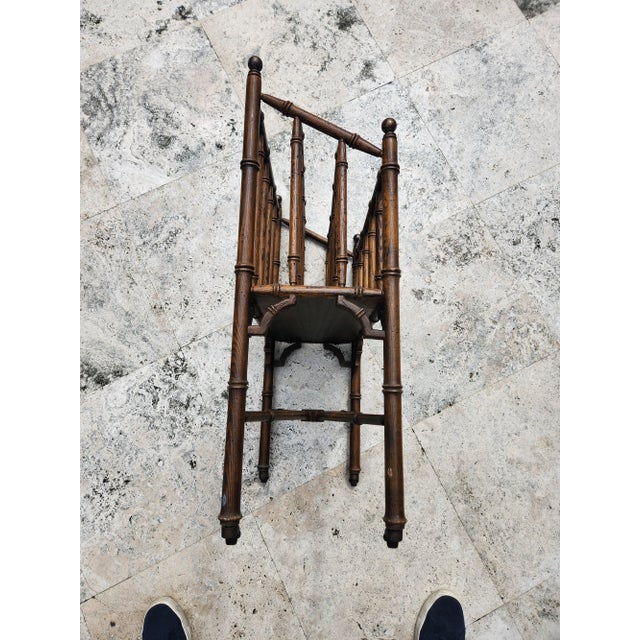 1970s Chic Wood Faux Bamboo Magazine Rack For Sale - Image 9 of 11