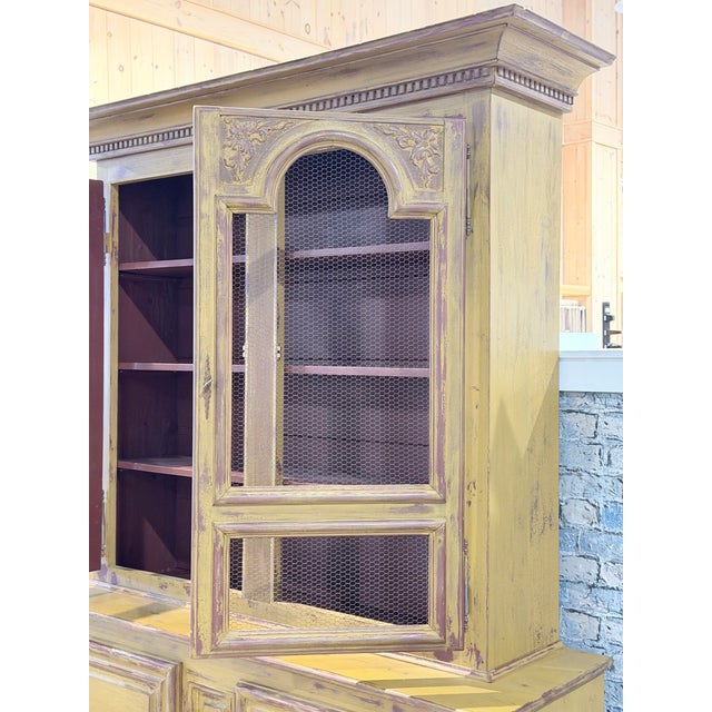 Mid 20th Century Distressed Farmhouse Wire Door Hutch Cabinet For Sale - Image 11 of 11