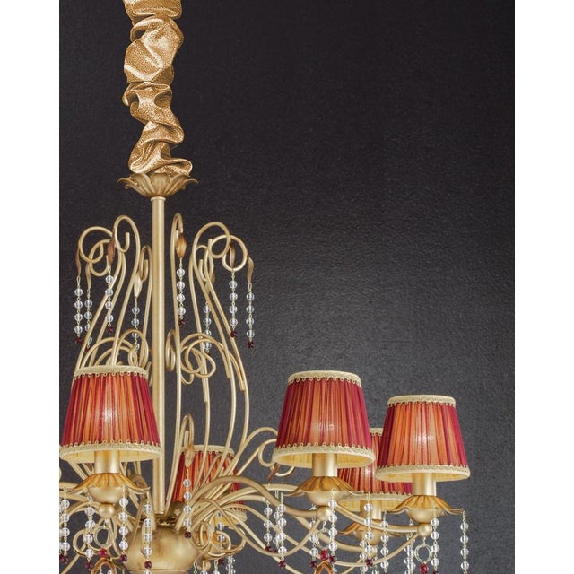 Contemporary Fenice Gold 8 Lights Chandelier in Montecarlo Gold and Cut Glass by Aggiolight For Sale - Image 3 of 10
