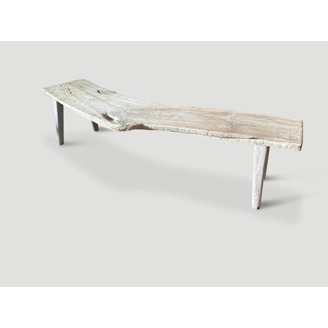 Andrianna Shamaris Curved St. Barts Teak Wood Bench For Sale In New York - Image 6 of 6