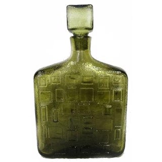 Empoli Mid-Century Italian Green Glass Decanter For Sale
