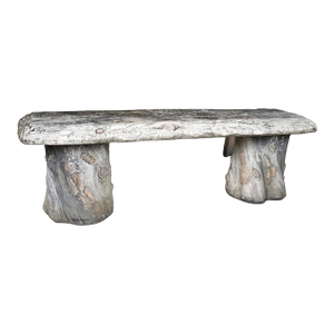 Faux Bois Concrete Garden Bench, Tree Stump Form