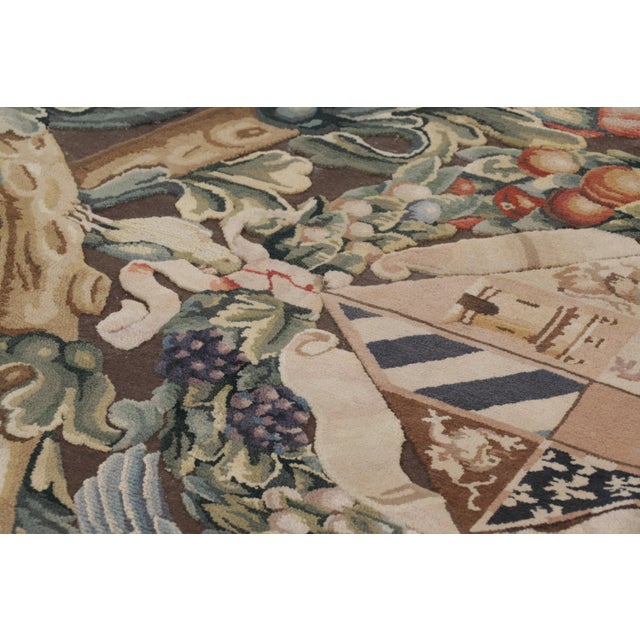 Rug & Kilim’s Armorial Tudor Style Runner in Black, With Beige, Blue and Gold For Sale In New York - Image 6 of 9