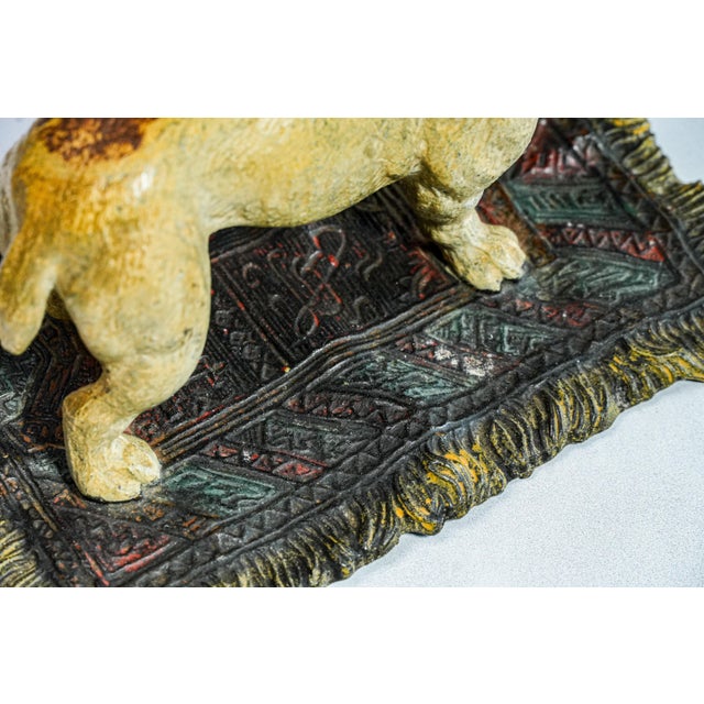 English Bulldog Figurine Antique Cold Painted Metal Dog Rug Statue Sculpture For Sale - Image 12 of 13