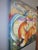 Fox Lake by Zoa Ace | Oil on Canvas Two foxes near a lake with colorful trees and a sunset. For Sale - Image 4 of 5