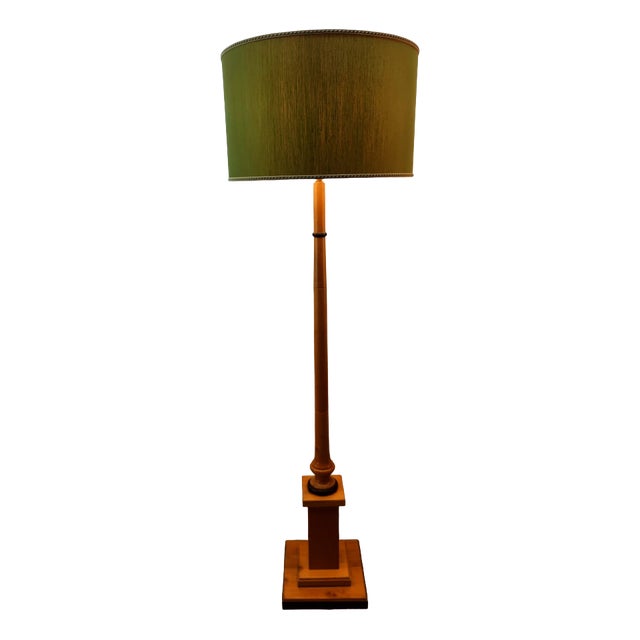 Floor Lamp with Cherrywood Base For Sale