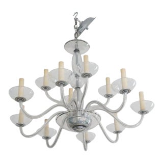 1940s Chandelier 12 Arm Czechoslovakian Glass For Sale