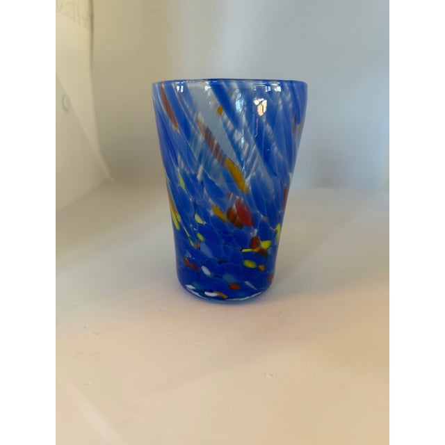 Blue Murano Blue Confetti Drinking Glasses- Set of 6 Made in Italy For Sale - Image 8 of 8