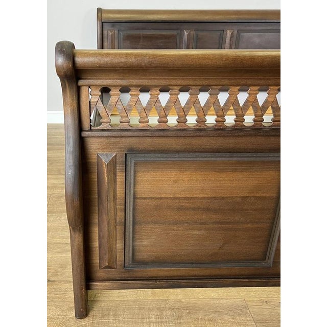 Wood Vintage French King Size Sleigh Bed Frame For Sale - Image 7 of 9