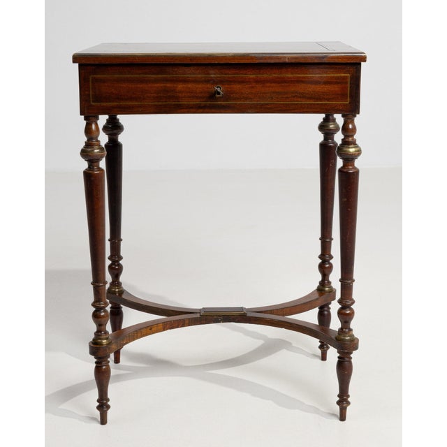 1880-1889 France Rich Mahogany Mahogany Side Table With Drawer For Sale In Greensboro - Image 6 of 10