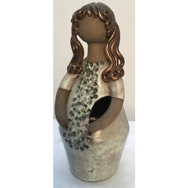Mid-Century Modern Mid Century Swedish Elbogen Pottery Girl Figurine Flower Vase For Sale - Image 3 of 10